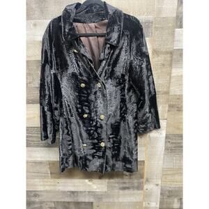 VTG Borella Long Double Breasted Coat Made In England By Fairmoor Black Velvet